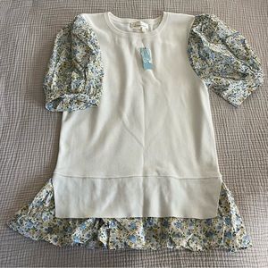 Anthropologie Floral Top Puff Sleeves 1X